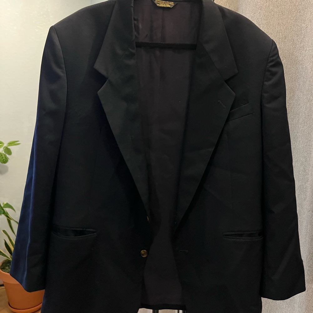 44R ZEIDLER Black Suit Jacket 100% Wool